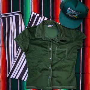 Vintage Hunter Green Short Sleeve Button Down